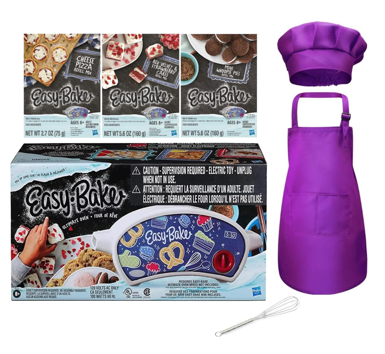 Easy Bake Oven Baking Bundle Purple (Oven + 3 Mixes + Purple Apron, Chefs Hat & Whisk)
