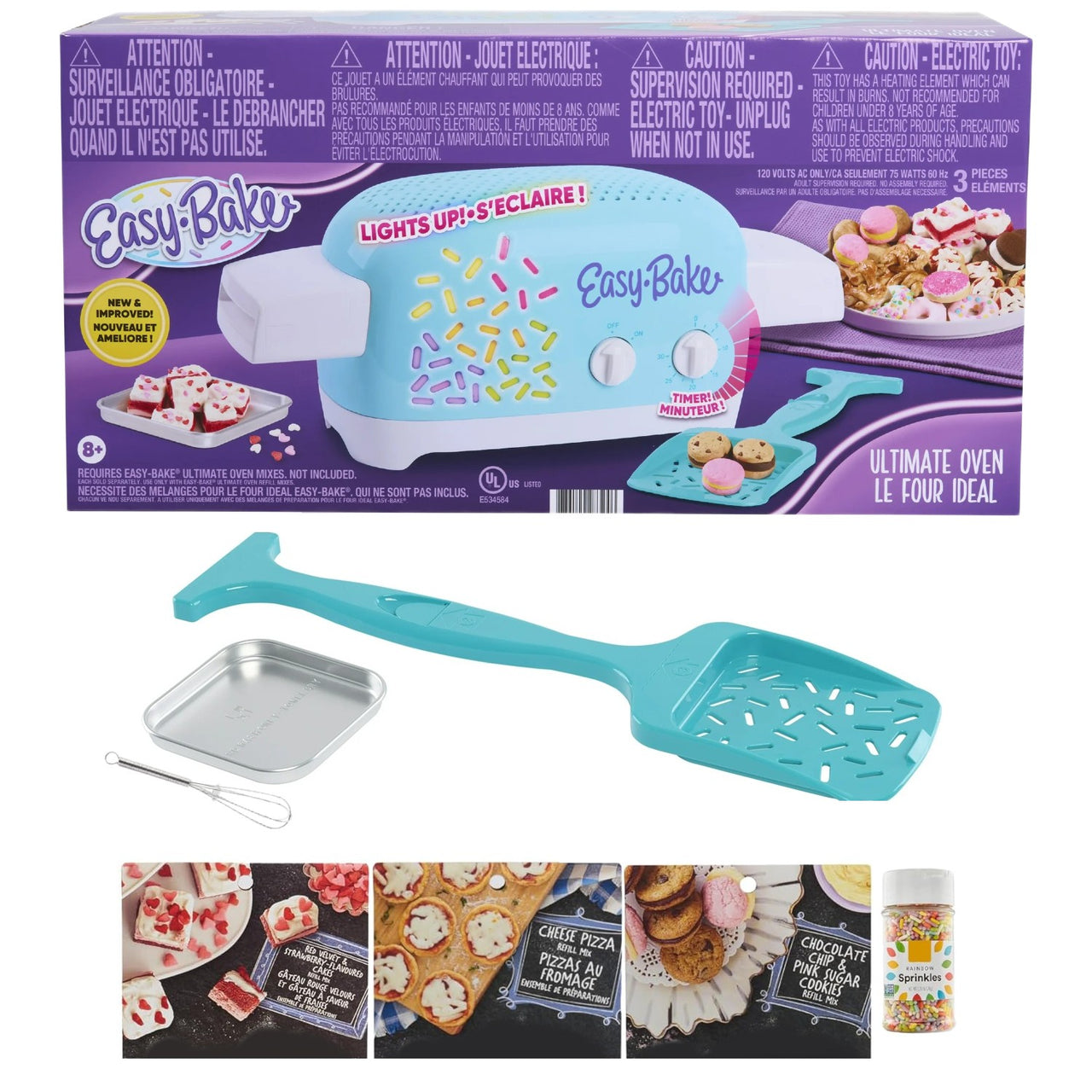 Easy Bake Oven Baking Bundle 3 (Oven + 3 Mixes + Rainbow Sprinkles + Mini Whisk) - Easy Bake Oven.com
